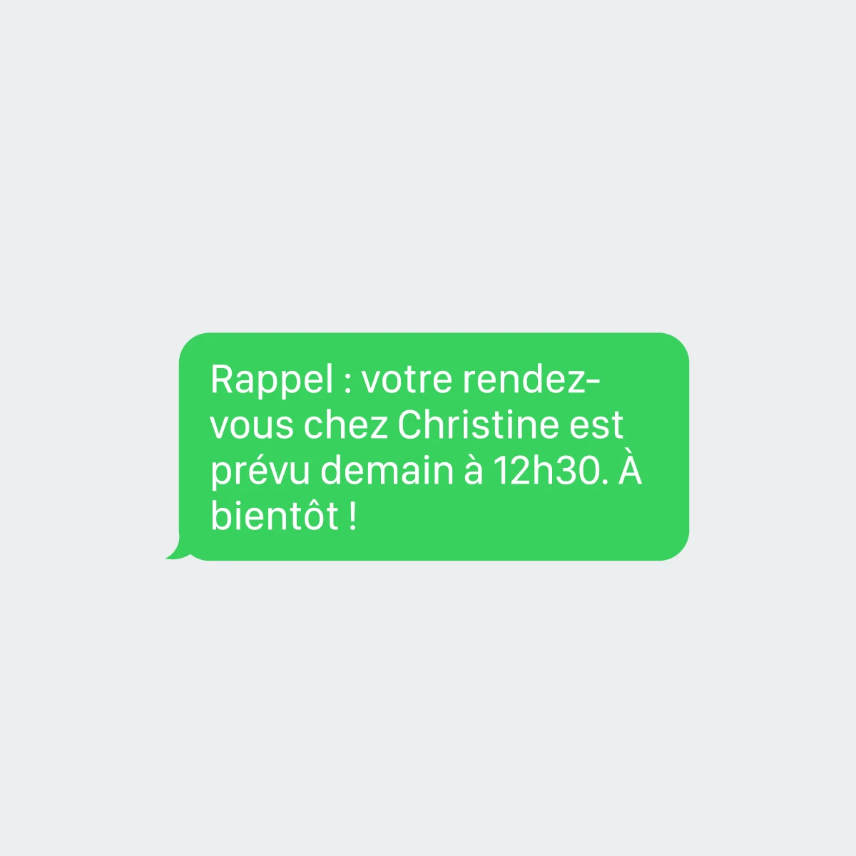 SMS de rappel de rendez-vous envoyé au client