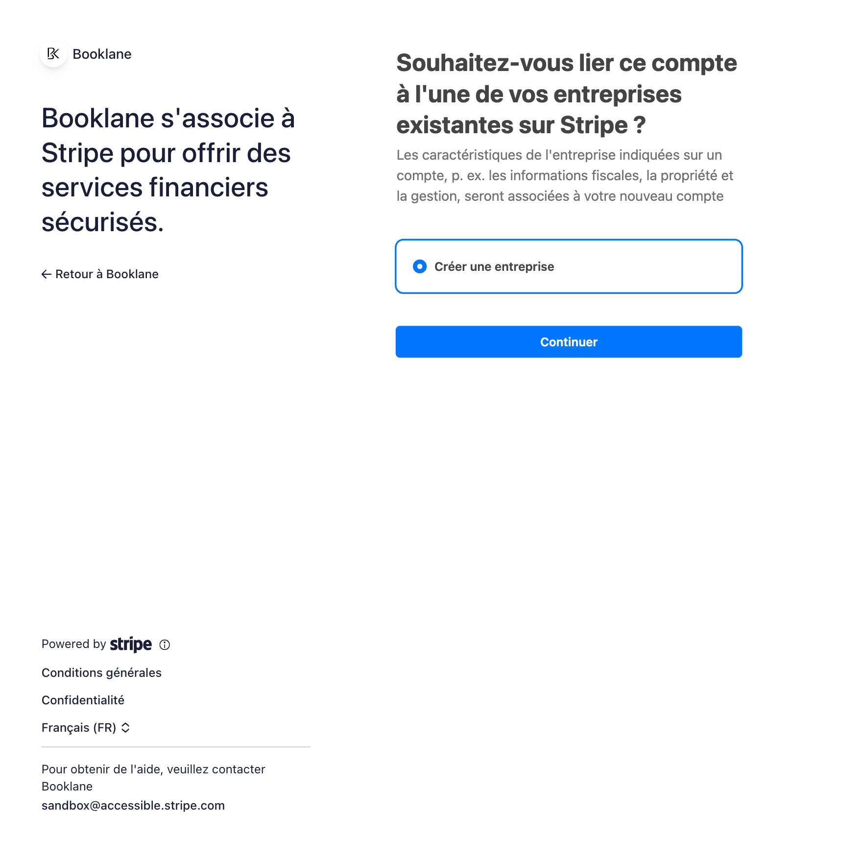 Étape 2 — Lier ou créer une entreprise