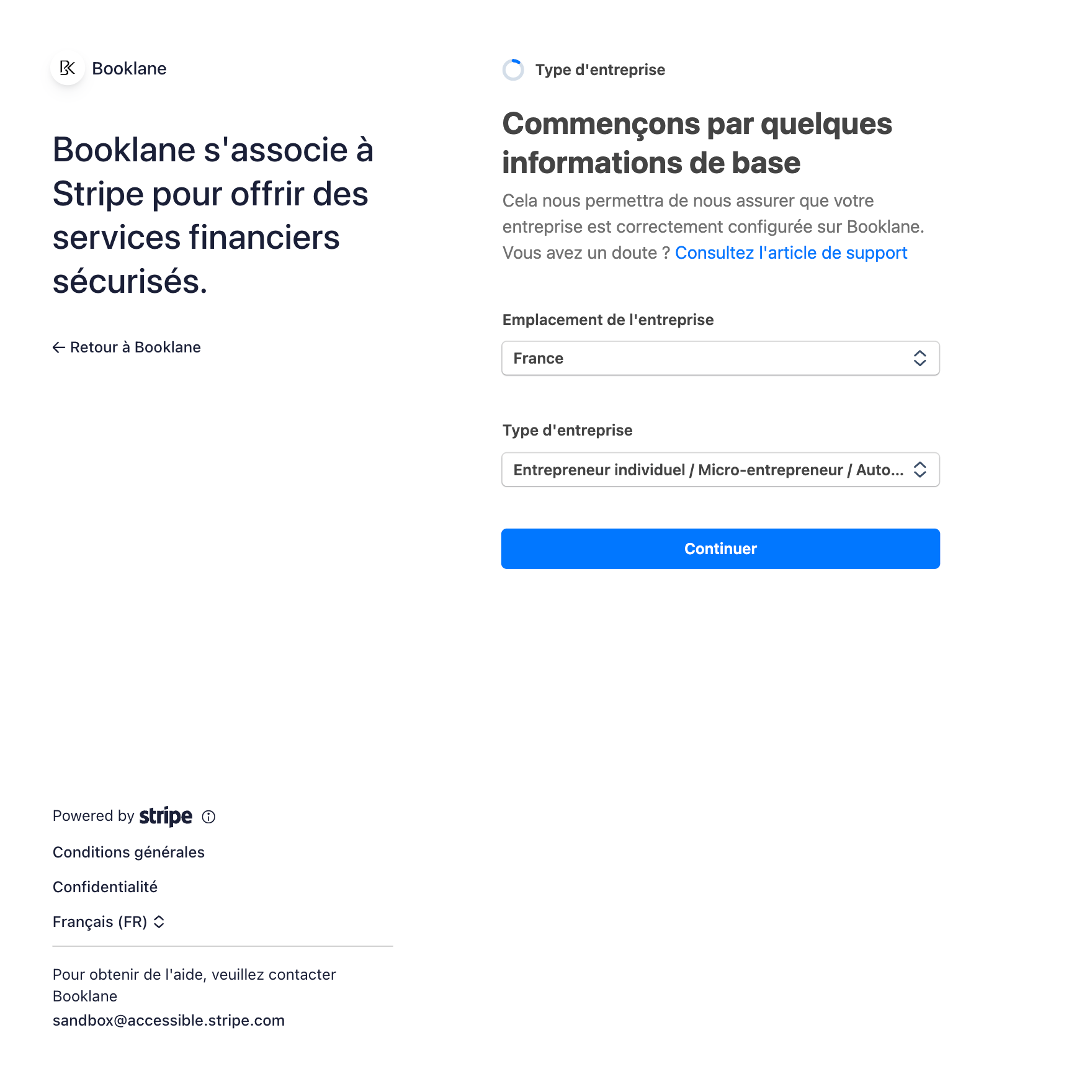 Étape 3 — Type d'entreprise et emplacement