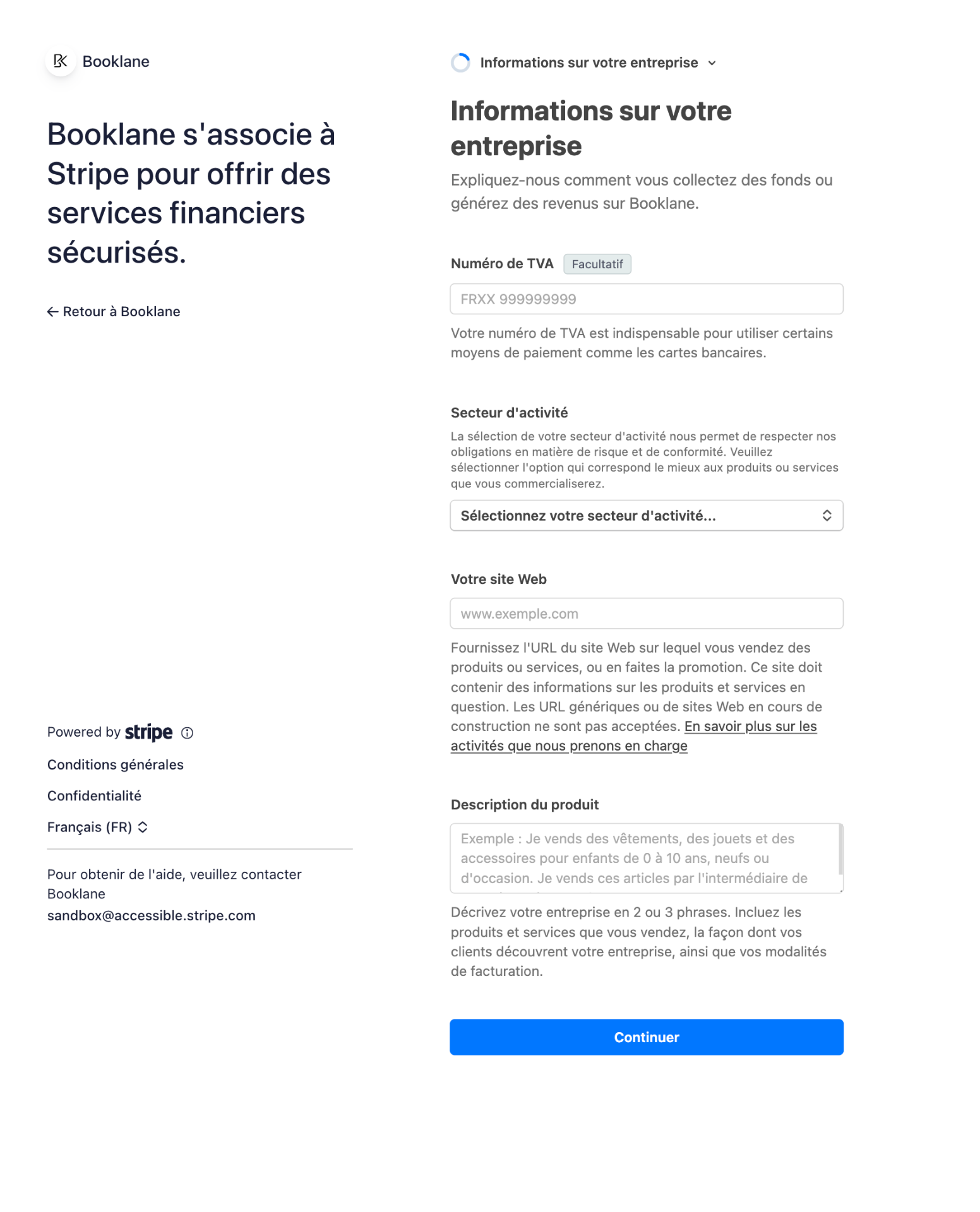 Étape 5 — Informations sur votre entreprise