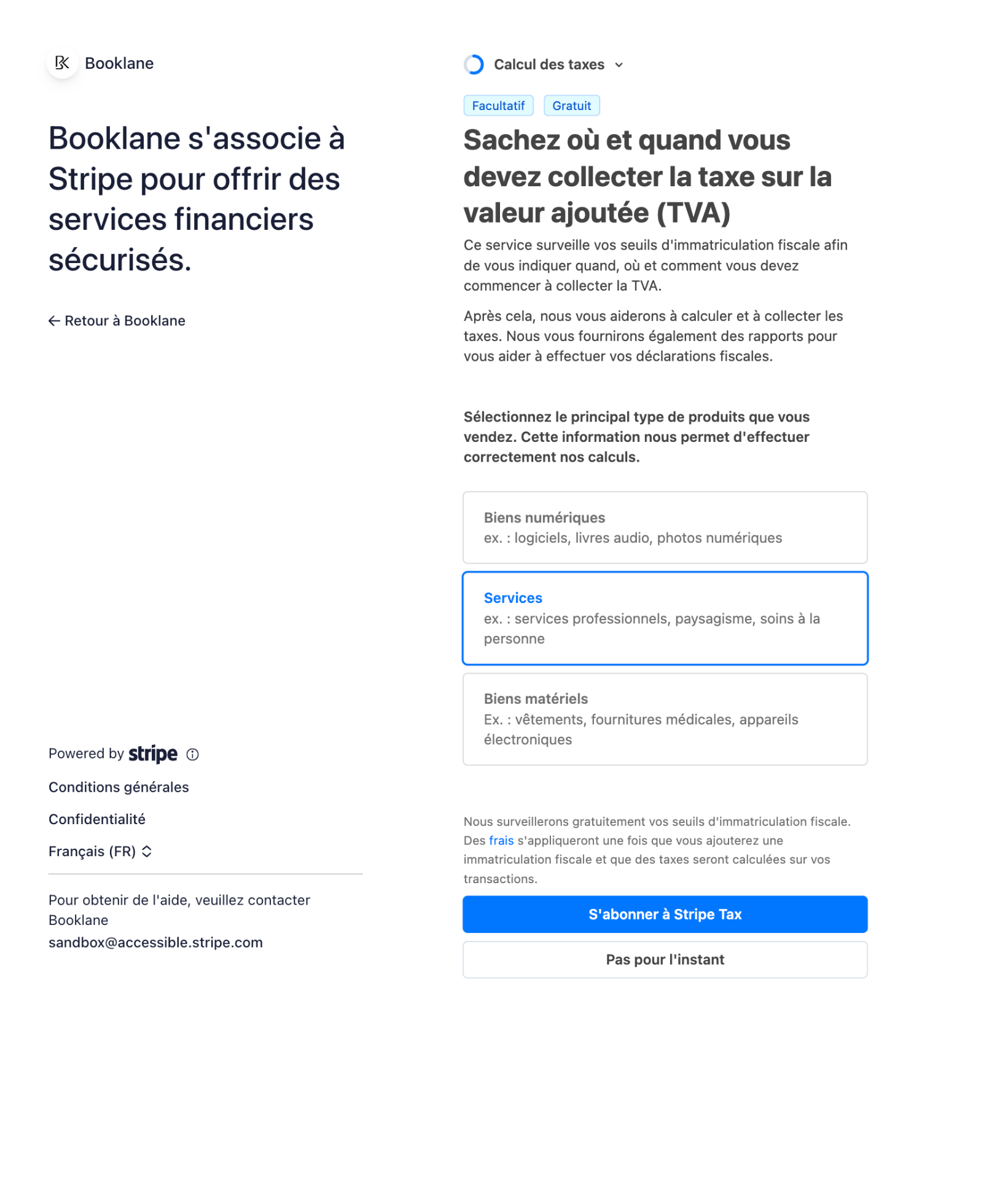 Étape 6 — Calcul des taxes (facultatif)