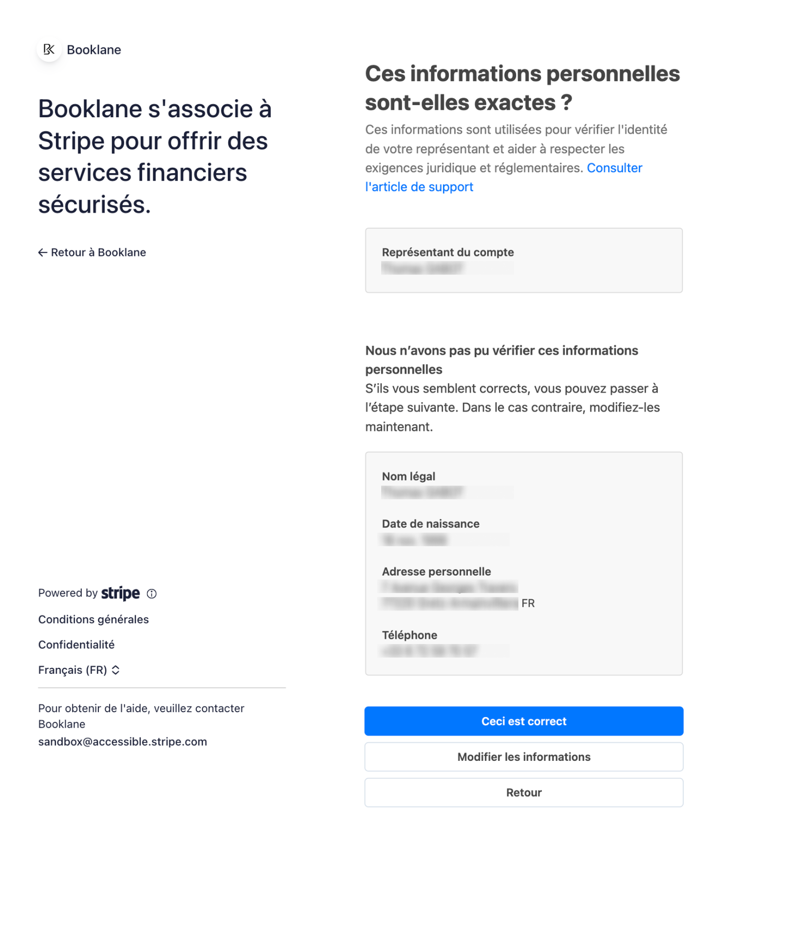 Étape 8 — Vérification des informations personnelles